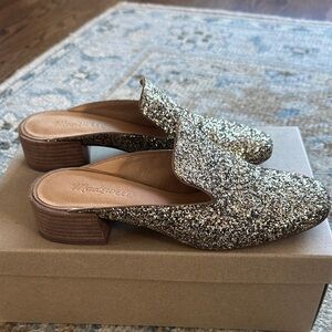Madewell Glitter Gold Mules
